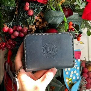 Black USA Olympic Leather Wallet